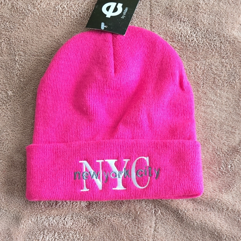 Vibrant Pink Knit NYC Winter Hat